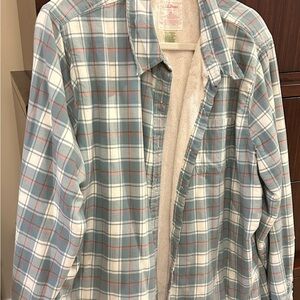 L.L. Bean Light Blue Plaid Shirt Jacket